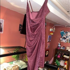 Windsor sparkly burgundy wrap dress, hi-lo